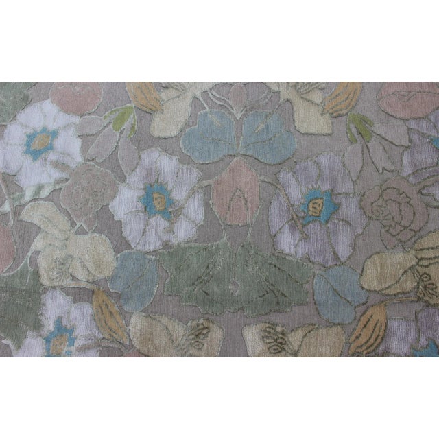 Modern Nepalese Wool and Silk Rug With Floral Design in Multi Colors For Sale - Image 9 of 13