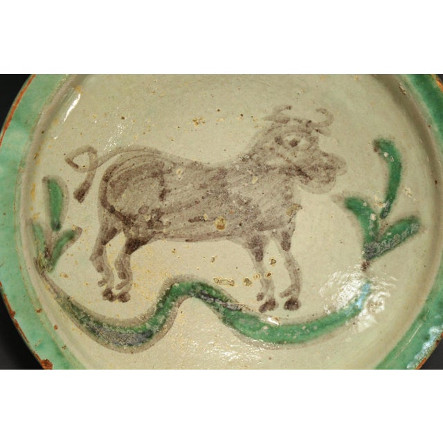 19th / 20th C Glazed Earthenware Bowl With Bull, Cuzco Pottery School 1 For Sale - Image 4 of 15