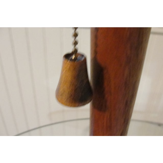 Brown Mid-Century Modern Modeline Style Walnut and Glass End Table Lamp For Sale - Image 8 of 13