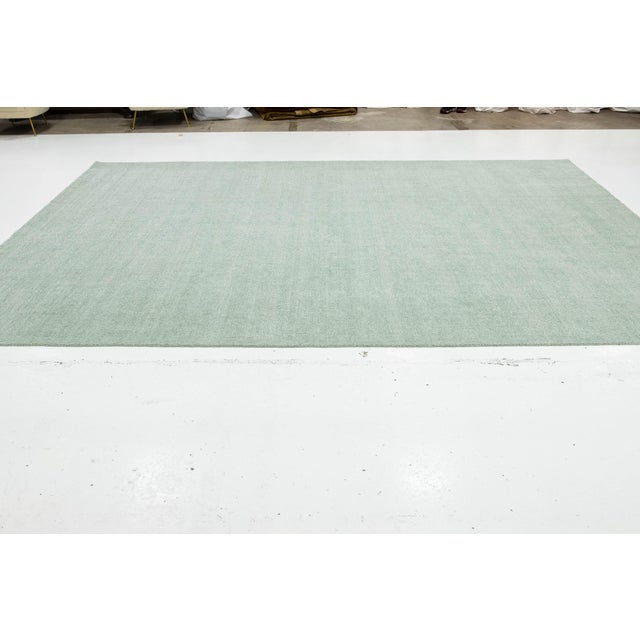 10 X 14 Modern Indian Texture Handmade Wool Rug in a Solid Light Green For Sale - Image 10 of 10