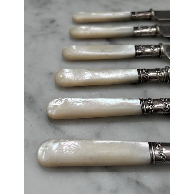 Early 20th Century Set of 6 Sterling Silver Knives With Mother-of-Pearl Handles by Landers, Frary & Clark For Sale - Image 9 of 12