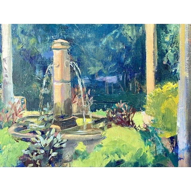 Late 20th Century Modern Impressionist Oil Painting of a Garden in Greens, Framed For Sale - Image 10 of 15
