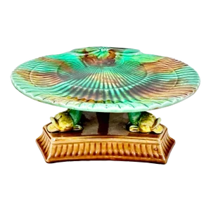 Vintage Majolica Dolphin Compote