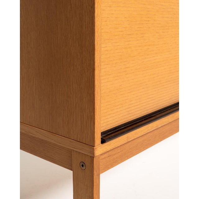 Wood Scandinavian Oak Bookcase with Shutter, 1960s For Sale - Image 7 of 12