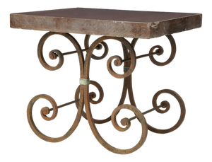 French Iron Bakers Table with Marble Top, 1920s