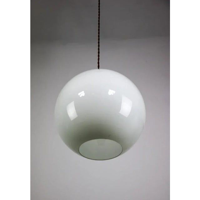 Mid-Century White Glass Pendant Lamp For Sale - Image 9 of 13