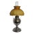 Early 1900's Bradley & Hubbard Nickel Plated Oil Lamp With Chimney and Brownish Orange Frosted Shade For Sale