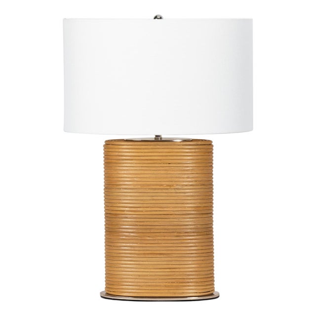 Resort Bamboo Wrapped Bedside Table Lamp For Sale