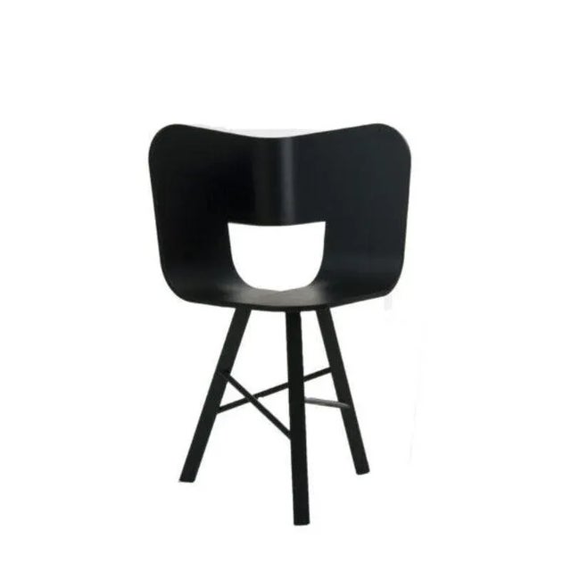 Tria wood 3 legs chair, black open pore seat - black painted legs open pore by Colé Italia with Lorenz & Kaz (2019)...