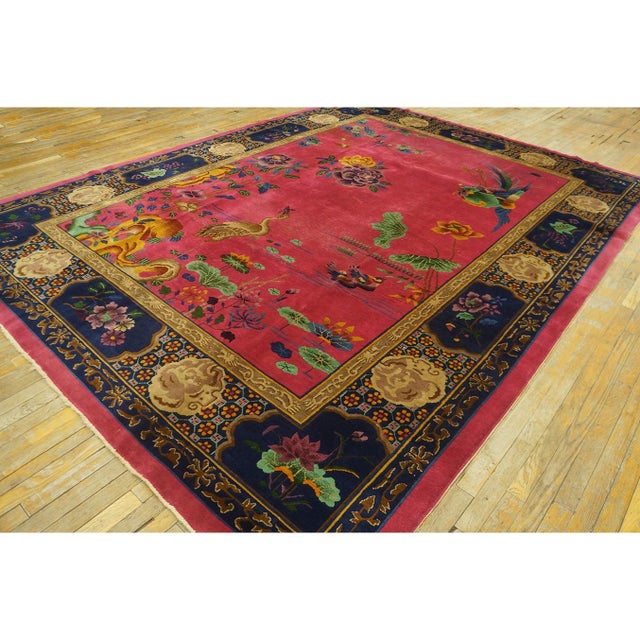 1920s 1920s Luxurious Red Wool Antique Chinese Art Deco Walter Nichols Rug Carpet For Sale - Image 5 of 11