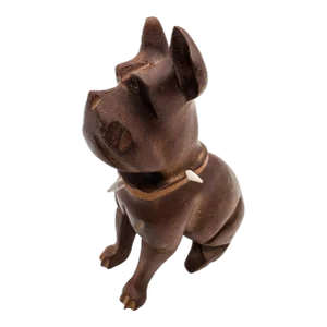 Mid 20th Century German Wood Chiseled Dog Figurine
