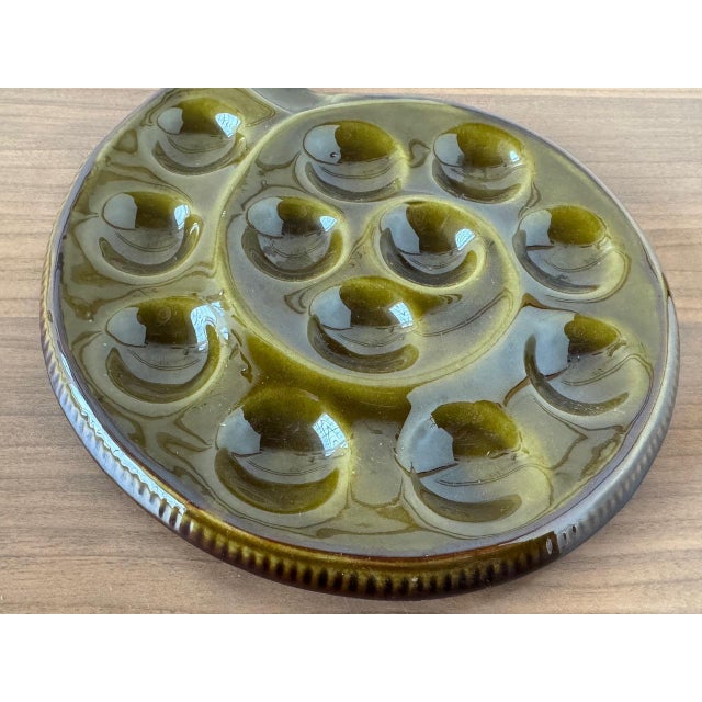 Green French Majolica Snail Appetizer Plate from St. Clement, France, 1970s For Sale - Image 8 of 12