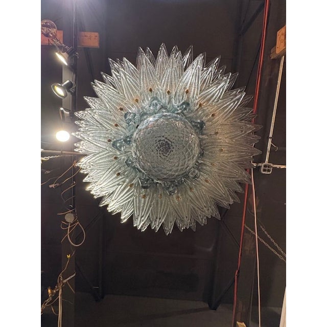 Early 21st Century Fontana Green Palm Leaf Murano Glass Chandelier For Sale - Image 5 of 6