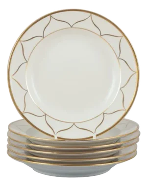 White Porcelain with Gold Decoration Plates, Meissen, Germany, 1930s, Set of 6