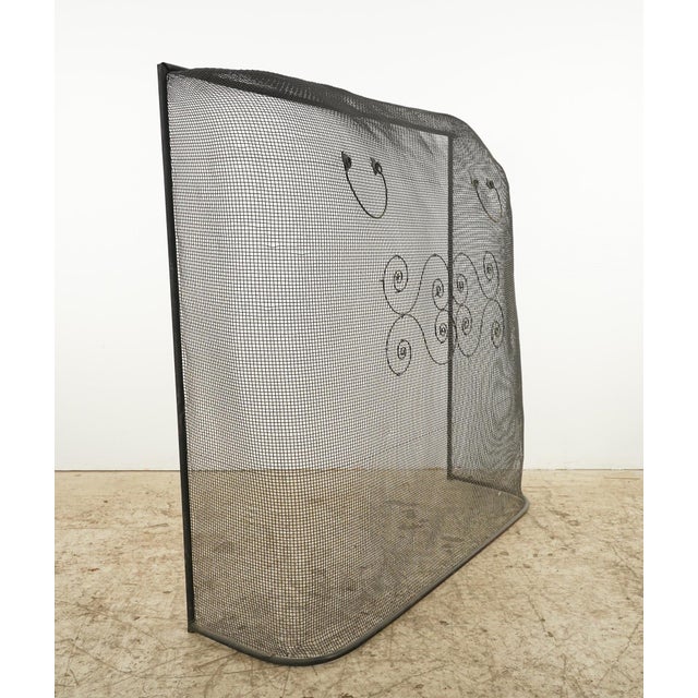 Mid 20th Century Antique Steel Mesh Scrollwork Fireplace Screen For Sale - Image 5 of 8