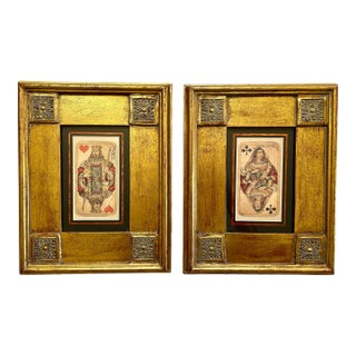 Pair of 19th C. French Playing Cards Framed For Sale