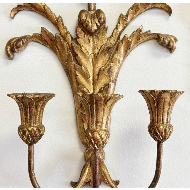 Vintage Italian Gilt Candle Wall Sconce For Sale In Kansas City - Image 6 of 9