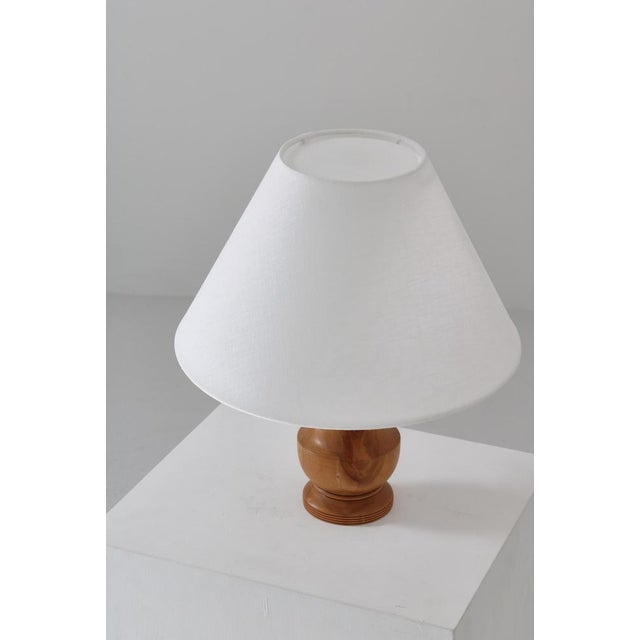 Brown Scandinavian Turned Wooden Table Lamp, Denmark, 1940s For Sale - Image 8 of 14