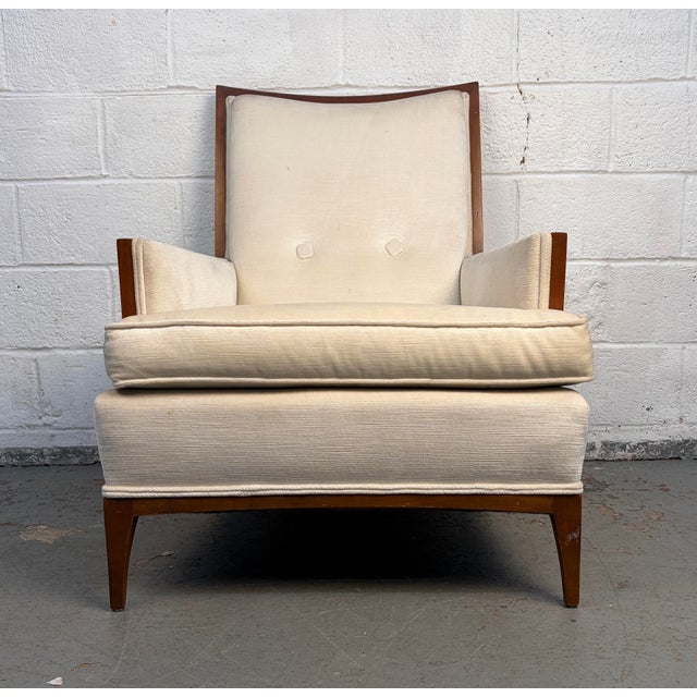 Mid-Century Upholstered Lounge Chair and Ottoman For Sale - Image 9 of 16