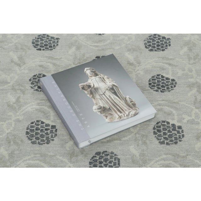 Slate Gray Contemporary Block Print Floral Wool Runner by Rug & Kilim, India For Sale - Image 8 of 9