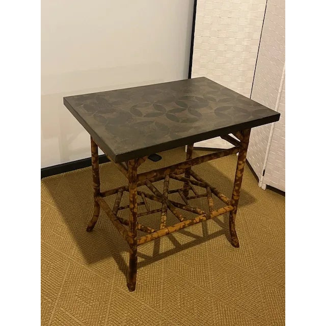 English Early 20th Century English Burnt Bamboo Side Table For Sale - Image 3 of 12