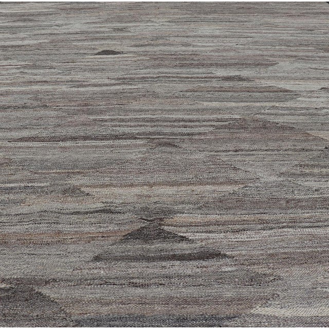 Charcoal Grey Geometric Modern Kilim Rug by Keivan Woven Arts, 8'6" X 11'3" For Sale - Image 8 of 11