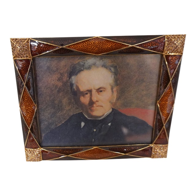 Crystal & Enamel Rust Colored Jay Strongwater Frame For Sale