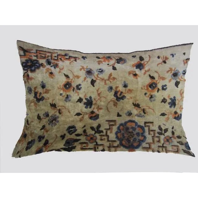 2020s Sarafiné Vintage Zen Lotus Silk Mohair Pillow For Sale - Image 5 of 5