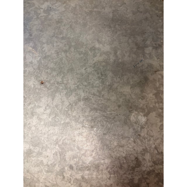 Metal Antique Extra Long Industrial Table - Weathered Zinc and Painted Base For Sale - Image 7 of 9