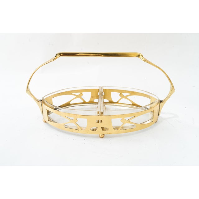 Art Deco Brass Centerpiece with Original Glasses, 1920s For Sale - Image 4 of 9