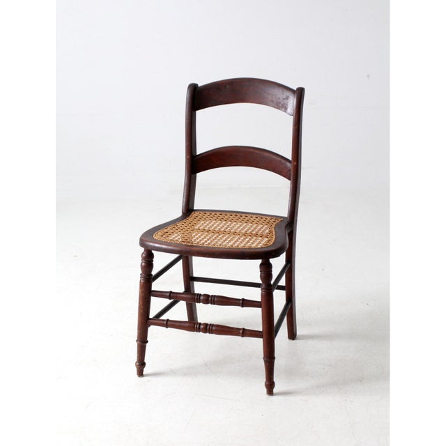 Antique American Cane Seat Ladder Back Chair For Sale - Image 6 of 14