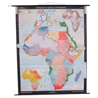 School Wall Map of Africa by Leisering & Schulze for Velhagen & Klasing, 1950s For Sale