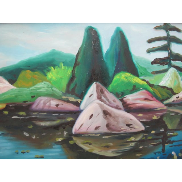 Mid 20th Century Signed Attributed to Arthur Lismer Framed River Landscape Surreal Oil Painting For Sale - Image 5 of 8