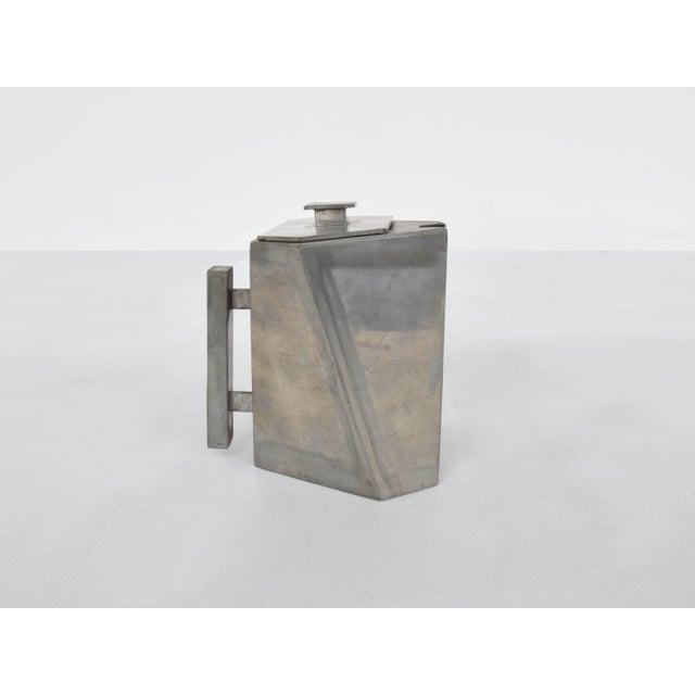 Bauhaus Art Deco Cubista Pewter Table Objects and Vase, 1920, Set of 5 For Sale - Image 3 of 7