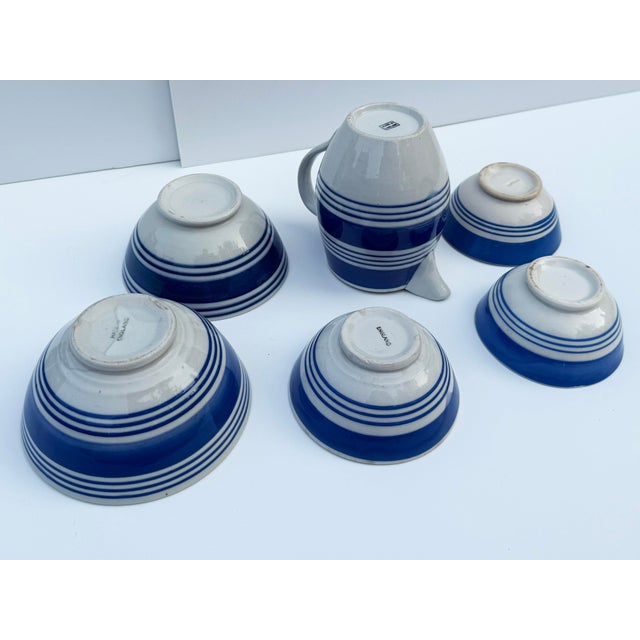 Collection of Blue & White English Pottery - Bowls & Pitcher - 6 PCS For Sale In Buffalo - Image 6 of 6