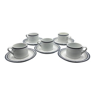 1990s Lyngby by Dansk Designs Bistro Flat Cup and Saucer Set- 10 Pieces For Sale