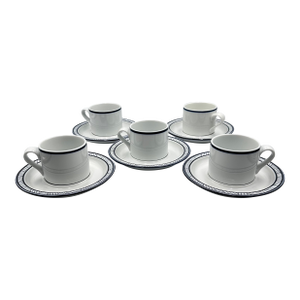 1990s Lyngby by Dansk Designs Bistro Flat Cup and Saucer Set- 10 Pieces