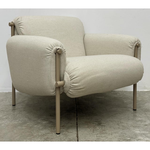 Contemporary Vintage Ami Cashmere, Metal Lounge Chairs, Jonah Takagi, Hallgeir Homstvedt, Pair. For Sale - Image 3 of 11