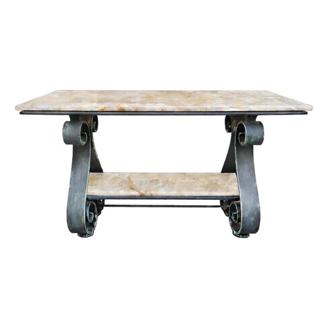 Forged-Iron Console with Quartz Top by Jean-Rémy Couradette, 1996 For Sale