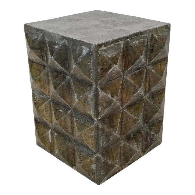 Aged Bronze Prism Side Table For Sale