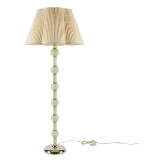 Mid-Century Modern Ceramic and Brass Floor Lamp, 1950s For Sale