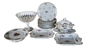 Antique Dessert Service with Basket, 1890, Set of 14