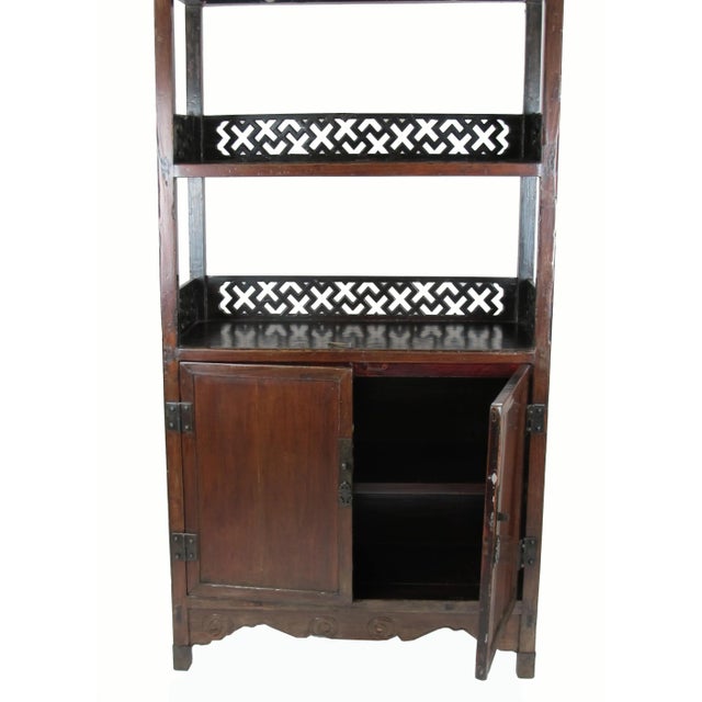 1900 - 1909 Asian Style Elmwood Book Cabinet For Sale - Image 9 of 10