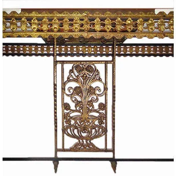 Neoclassical Console Table Iron and Bronze Oscar Bach Style For Sale - Image 3 of 6