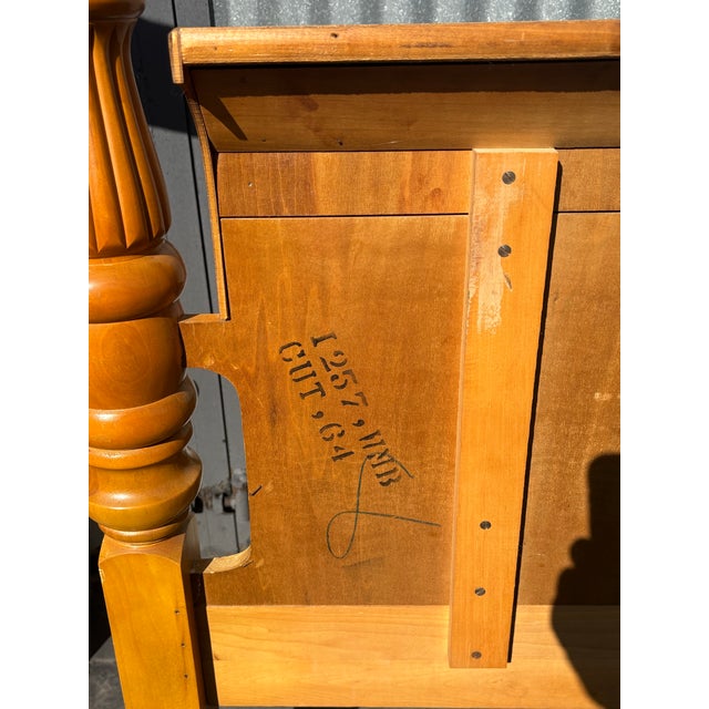 1930s Vintage Full Size Art Deco Wooden Headboard and Footboard For Sale - Image 9 of 9