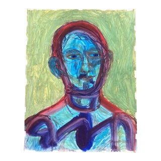 1970’s Original E.J.Hartmann Abstract Portrait Painting Signed For Sale