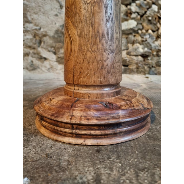 Wood Antique French Elmwood Pedestal, 1900 For Sale - Image 7 of 13