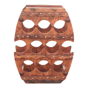 Vintage Wooden Barrel Shaped 10 Bottle Wine Rack