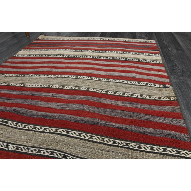 1970s 1970s Vintage Turkish Oushak Handmade Wool Cotton Red Runner Rug For Sale - Image 5 of 11