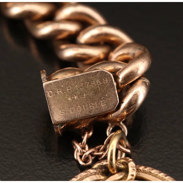 Antique Curb Chain Bracelet With Intaglio Sard Dangle For Sale - Image 4 of 6